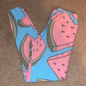Lularoe buttery soft unicorn watermelon pink blue green leggings os one size